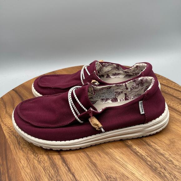Hey Dude Wendy Shoes Womens Size 9 Red Merlot Casual Comfort Loafer Walking - Picture 3 of 8